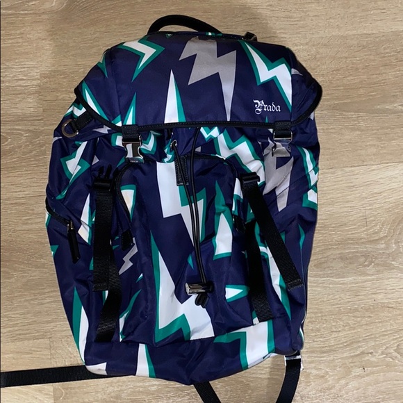 Prada TESSUTO THUNDER BLUE+SMERALDO backpack - Picture 1 of 10